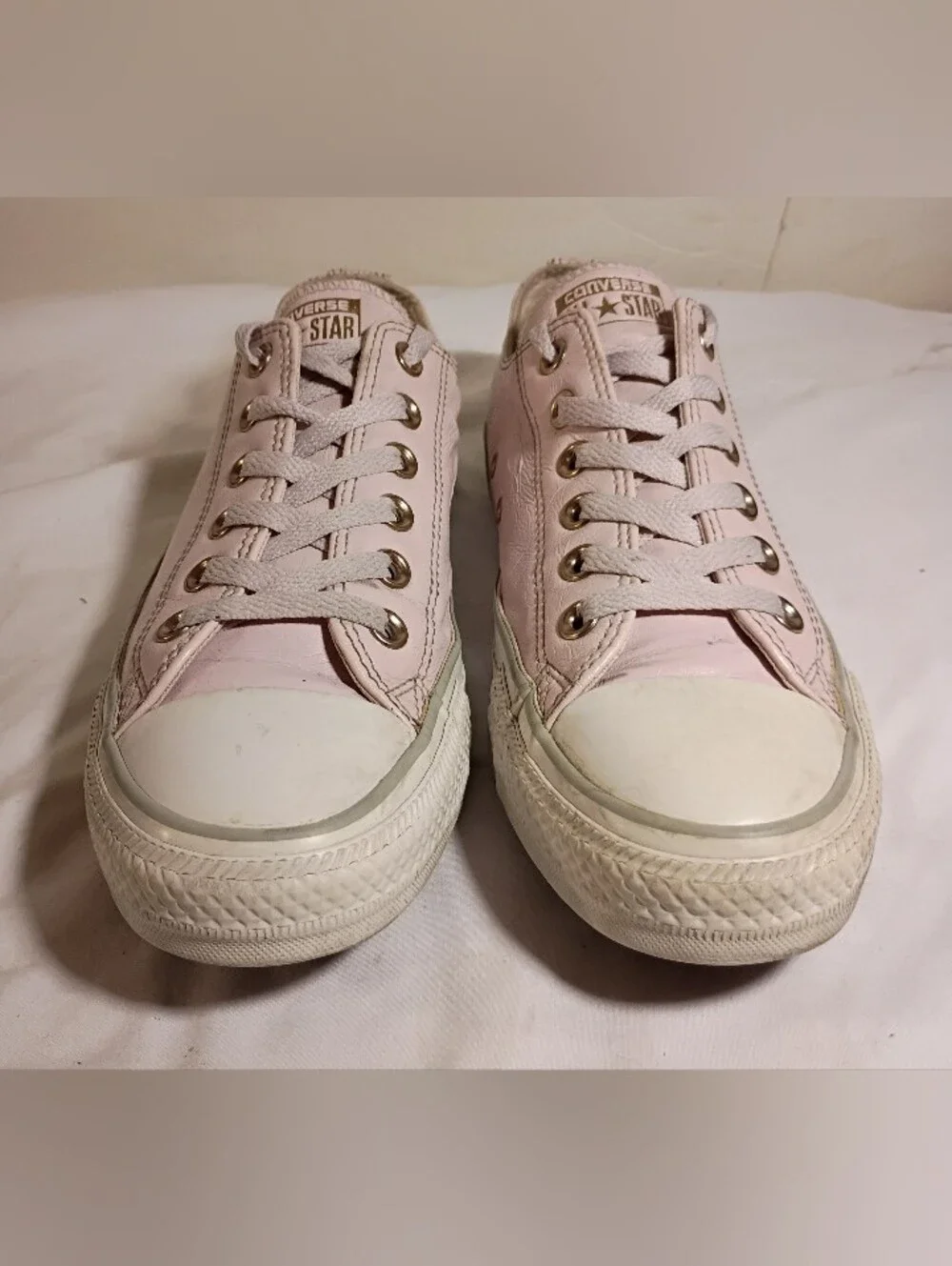Converse All Star Craft Leather Low Top Sneakers Pink Rose Gold Sz 8 559945C